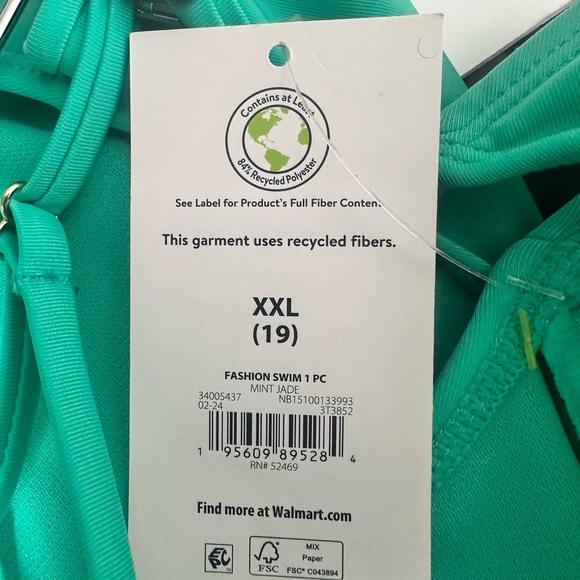 NWT No Boundaries Teal One Piece Swimsuit size XXL (19) juniors - Picture 11 of 12